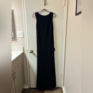 BRAND NEW Lulu’s Love In Your Eyes Black Knotted Mermaid Maxi Dress (Size large)